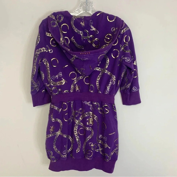 Coogi Purple Gold Short Sleeve Hooded Zip Up Bling Y2K Long  Zip Hoodie L - Picture 2 of 15